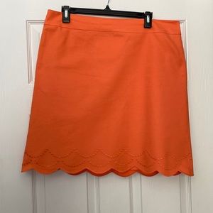 Talbots Orange Scallop Lined MIDI Embroidered Skirt